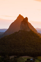 Canvas Print - sunset view of mount coonowrin and mount beerwah, queensland, australia.