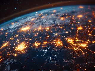 Poster - Shimmering Global Digital Grid   Pulsating Pathways of Worldwide Technological