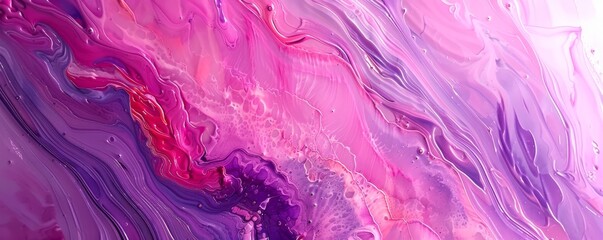 Wall Mural - Abstract pink and purple fluid art with marble texture