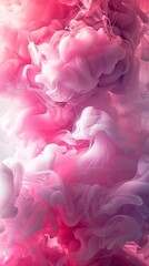 Wall Mural - Pink and white ink drop in water, abstract background. Artistic fluid motion concept