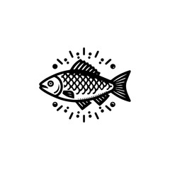 goldfish logo illustration vector black white