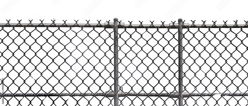 A chain link fence with a white background Stock Photo | Adobe Stock