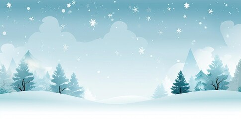 Wall Mural - christmas background cute snowflakes on a blue sky background