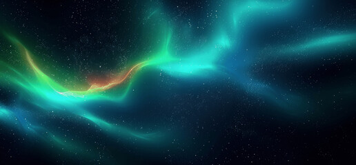 Wall Mural - Abstract Northern Lights Background Green Blue Colors Black Backdrop Minimal Design Banner Advertising Presentation High Quality Copy Space