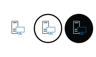 icon Computer Pc black outline for web site design 
and mobile dark mode apps 
Vector illustration on a white background