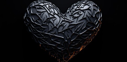 Wall Mural - heart with black background in the shape of a heart