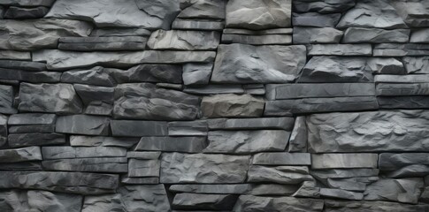 Canvas Print - stone background with large gray rocks and a wall in the foreground