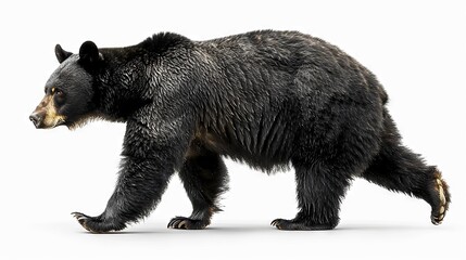 side profile of a majestic black bear strolling gracefully
