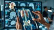 © admin_design - A doctor examines a patient's X-ray on a tablet, showcasing modern healthcare technology.