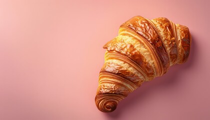 Wall Mural - Croissant on pastel background with space above for text