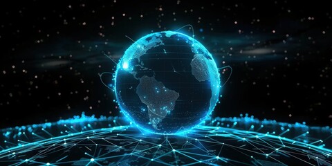 Fototapete - Global Network of Interconnected Dots