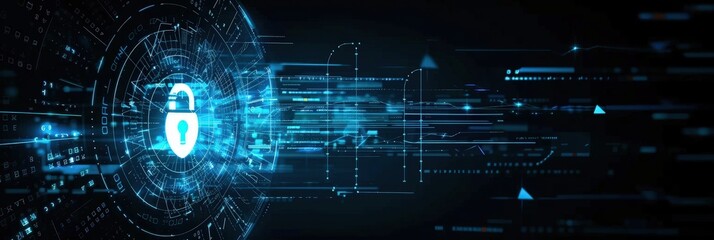 Poster - digital security: cyber lock and data streams