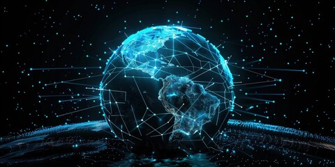 Poster - Digital Globe with Connected Network