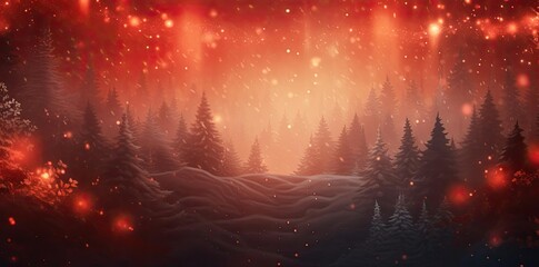 Wall Mural - background christmas theme with snowflakes in the forest
