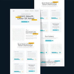 Wall Mural - One-page website design template for business. Landing page wireframe. Flat modern responsive design. Email Marketing Newsletter Template