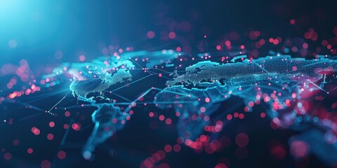 Poster - digital world map with network connections