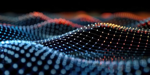 Poster - abstract digital network with glowing lines and points
