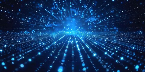 Poster - abstract blue glow lines background