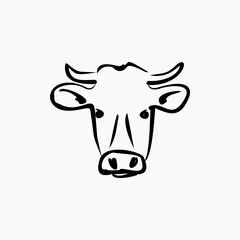 cows head vector design template . cows head drawing . line art cows icon . cow face outline