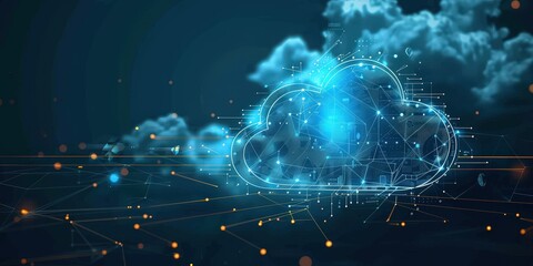 Poster - cloud computing, digital network and data flow