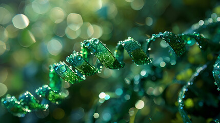 Wall Mural - water drops on a green background