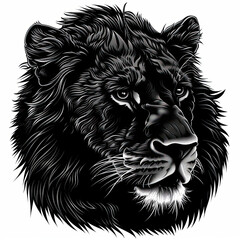 Wall Mural - A black and white drawing of a lion