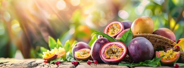 Wall Mural - Passion Fruit Abundance: A Colorful Summer Harvest