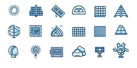 Canvas Print - Solar Panel Icons Set: A Collection of Blue and White Symbols