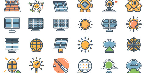 Poster - Solar Panel and Sun Icons: A Visual Guide to Renewable Energy