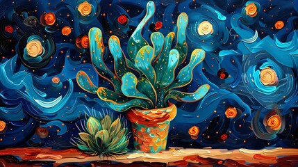 Sticker - Starry Night Cactus.