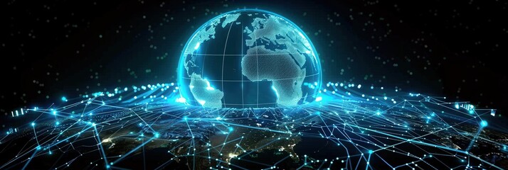 Poster - global network connection - futuristic illustration