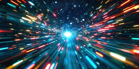 Poster - Abstract Light Streaks In Blue Space