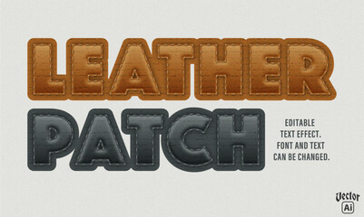  leather patch text effect. editable vector file.