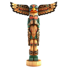 3d Native American totem pole isolated on the white background