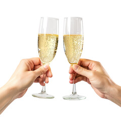 friends toasting with champagne glasses on transparent background