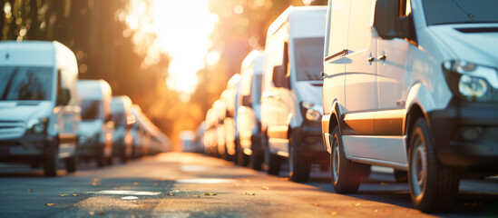 row of white delivery vans