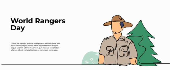 Wall Mural - Vector illustration of Forest ranger.Modern flat in continuous line style.