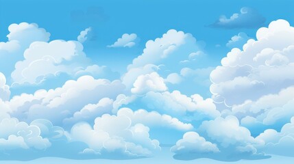 Wall Mural - Stunning summer scenery featuring clear blue sky and fluffy clouds.