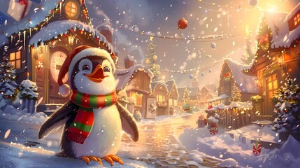 Weihnachten Hintergrund - Weihnachtskarte Pinguin Winter. 