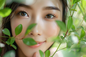 a woman with a green leafy plant in her hand