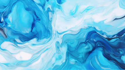 Wall Mural - Abstract swirling marble pattern in blue and white alcohol ink