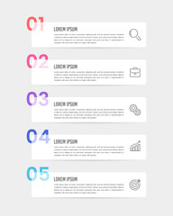 5 infographics labels process to success. business presentation, report, data. vector illustration.