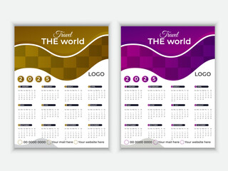 Wall Mural - 2025 wall calendar design template. 