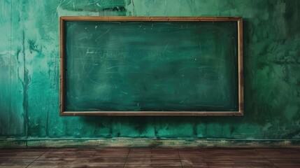 Wall Mural - Green chalkboard with empty area in the background