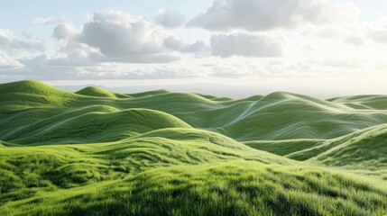 Hills with lush, short grass texture and a distant horizon