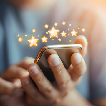 Stars floating above the smartphone