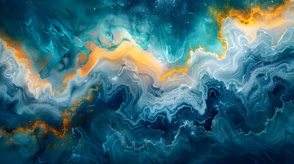 Poster - Abstract composition of wavy elements with gradients and blur effects 