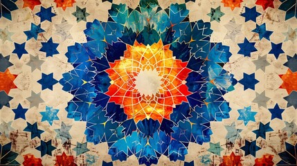 Poster - Dynamic abstract Islamic background, combining star patterns and arabesque in a contemporary design.