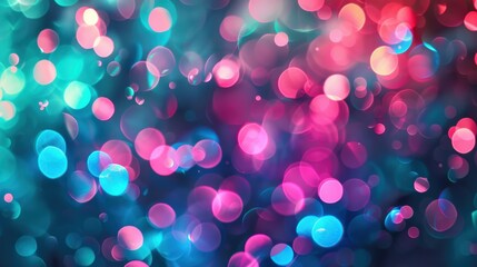 Poster - A colorful background with many small circles. The circles are of different sizes and colors. The background is blue and pink