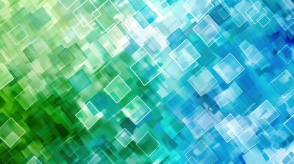 Leinwandbilder - A colorful background with green and blue squares. The squares are of different sizes and are arranged in a way that creates a sense of movement and energy. Scene is vibrant and dynamic